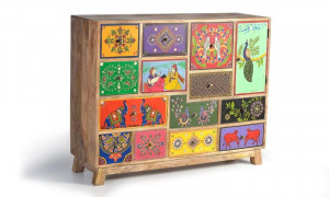 DULAP LIVING 112CM, MULTICOLOR, LEMN DE MANGO, GINER Y COLOMER - Img 3