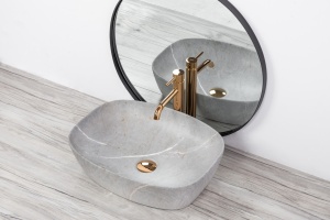 LAVOAR REA FREJA, EFECT DE PIATRA GRI, 50 CM, DIN CERAMICA, CALITATE SUPERIOARA - Img 2