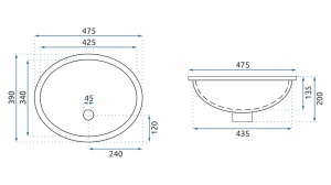 LAVOAR REA INCASTRAT NEL, 47,5 CM, ALB, DIN CERAMICA, CALITATE SUPERIOARA - Img 5