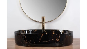 LAVOAR REA NADIA, EFECT DE MARMURA NEAGRA, 61 CM, DIN CERAMICA, CALITATE SUPERIOARA - Img 3