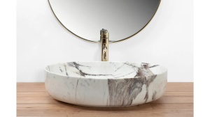 LAVOAR REA QUEEN, THUNDER SHINY, 55 CM, EFECT DE MARMURA ALBA, DIN CERAMICA, CALITATE SUPERIOARA - Img 3