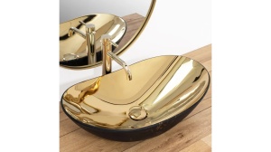 LAVOAR REA ROYAL, AURIU/EFECT DE MARMURA NEAGRA MATA, 60,5 CM, DIN CERAMICA, CALITATE SUPERIOARA - Img 1