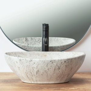 LAVOAR REA SOFIA, LIGHT STONE, EFECT DE PIATRA GRI DESCHIS, 41 CM, DIN CERAMICA, CALITATE SUPERIOARA - Img 4