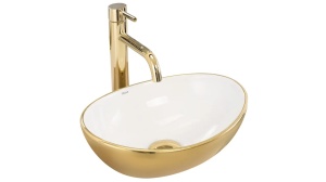 LAVOAR REA SOFIA MINI, ALB/AURIU, 35,5 CM, DIN CERAMICA, CALITATE SUPERIOARA - Img 2