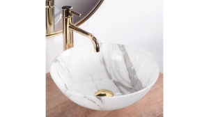 LAVOAR REA STELLA, AIAX SHINY, EFECT DE MARMURA ALBA, 35,5 CM, DIN CERAMICA, CALITATE SUPERIOARA - Img 1