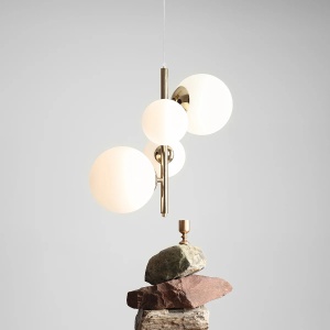 LUSTRA BLOOM, 4 BRATE, 120 CM, AURIE, DIN STICLA SI METAL, STIL MODERN - Img 4