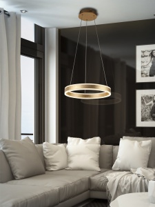 LUSTRA/PLAFONIERA HELIA, 50 CM, AURIU/OPAL, DIN METAL, ALUMINIU SI ACRIL, STIL MODERN - Img 1