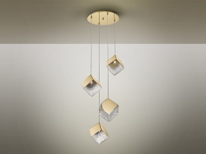 LUSTRA/PLAFONIERA PRISCILA, 50 CM, AURIU/TRANSPARENT, DIN METAL, OTEL SI STICLA, STIL MODERN - Img 3