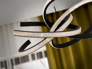 LUSTRA/PLAFONIERA RING II, 74 CM, NEGRU MAT/OPAL, DIN METAL, ALUMINIU SI ACRIL, STIL MODERN - Img 3