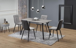 MASA DINING BALROG, GRI DESCHIS/NEGRU, 140/80 CM, BLAT DIN MDF LACUIT SI PICIOARE DIN METAL, STIL MODERN - Img 2