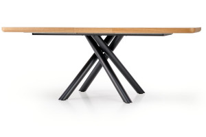 MASA DINING EXTENSIBILA DERRICK, STEJAR/NEGRU, 160/200 CM, BLAT DIN MDF SI PICIOARE DIN METAL, STIL MODERN, HALMAR - Img 8