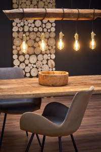 MASA DINING EXTENSIBILA DICKSON, STEJAR NATURAL/NEGRU, 120/180 CM, BLAT DIN MDF SI PICIOARE DIN METAL, STIL MODERN, HALMAR - Img 9