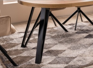 MASA DINING EXTENSIBILA GALAXY, 100/168 CM, STEJAR ARTISAN/NEGRU, BLAT DIN PAL LAMINAT SI PICIOARE DIN METAL, STIL MODERN - Img 5