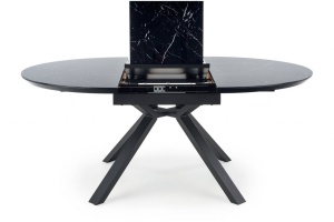 MASA DINING EXTENSIBILA VERTIGO, CU EFECT DE MARMURA NEAGRA/NEGRU, 130/180 CM, DIN MDF, STICLA SI METAL, STIL MODERN - Img 8