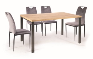 MASA DINING/LIVING EXTENSIBILA TRISTAN, 80(148)x80, STEJAR/NEGRU, DIN METAL SI PLACA LAMINATA, STIL MODERN, SIGNAL - Img 1