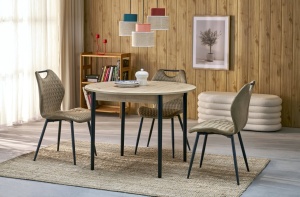 MASA EXTENSIBILA PIVOT, 102/142 CM, STEJAR ARTISAN/NEGRU, DIN PAL LAMINAT SI LEMN MASIV DE FAG, STIL MODERN - Img 2