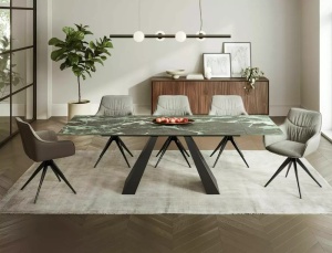 MASA EXTENSIBILA SALVADORE ALPI, EFECT DE VERDE/NEGRU, 160/240 CM, STICLA, CERAMICA ITALIANA SI METAL, STIL MODERN - Img 1