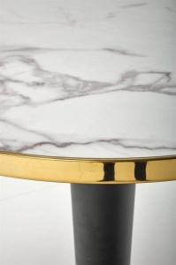 MASA LIVING MORATA, CU EFECT DE MARMURA ALBA/NEGRU/AURIU, 79 CM, BLAT DIN CERAMICA SI PICIOR DIN METAL, STIL MODERN - Img 8