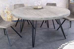 MASA ROUNDA SCORPION 120CM, LEMN MASIV DE SALCAM SI METAL, DESIGN INDUSTRIAL - Img 3