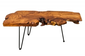 MASUTA DE CAFEA 100CM, WILD, LEMN MASIV, FORMA UNICA, DESIGN RUSTIC UNICAT - Img 6