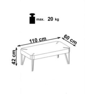 MASUTA DE CAFEA EMILY, STEJAR AURIU/NEGRU, DIN MDF FURNIRUIT SI METAL, STIL MODERN, HALMAR - Img 2