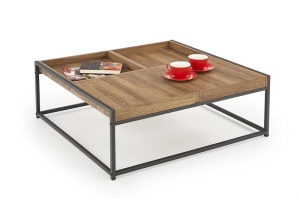 MASUTA DE CAFEA FREGATA, CU SPATIU DE DEPOZITARE, NUC/NEGRU, DIN MDF FURNIRUIT SI METAL, STIL MODERN, HALMAR - Img 1