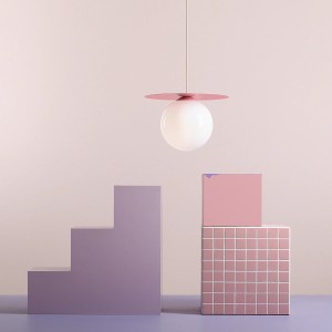 PENDUL LOOP L, 200 CM, ROZ, DIN STICLA SI METAL, STIL MODERN - Img 2
