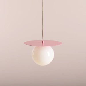 PENDUL LOOP M, 200 CM, ROZ, DIN STICLA SI METAL, STIL MODERN - Img 1