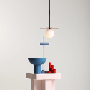 PENDUL LOOP S, 200 CM, ROSU, DIN STICLA SI METAL, STIL MODERN - Img 4