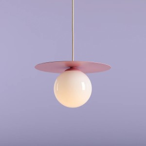PENDUL LOOP S, 200 CM, ROZ, DIN STICLA SI METAL, STIL MODERN - Img 2