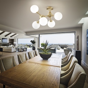 PLAFONIERA NODI PL5, ALAMA/ALB, DIN METAL, STIL MODERN - Img 2