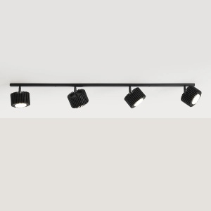 PLAFONIERA TULL, 4 BRATE, 14 CM, NEAGRA, DIN LEMN SI METAL, STIL MODERN - Img 4