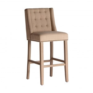 SCAUN DE BAR ERFURT REF. 29544, DIN LEMN MASIV DE PIN SI PANZA, STIL CHESTERFIELD, VIC - Img 1