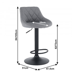 SCAUN DE BAR TERKAN, GRI/NEGRU, STIL MODERN, TK - Img 2