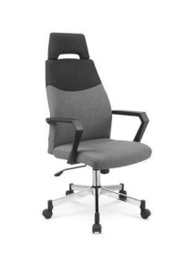 SCAUN DE BIROU OLAF, GRI/NEGRU/CROM, TAPITERIE DIN STOFA SI PICIOARE DIN METAL, STIL MODERN - Img 1