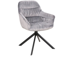 SCAUN DINING ASTORIA II, GRI BLUVEL 14/NEGRU MAT, TAPITERIE DIN CATIFEA SI PICIOARE DIN METAL, STIL MODERN, SIGNAL - Img 1