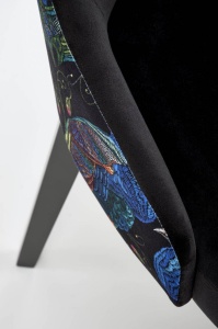 SCAUN DINING ENDO, NEGRU BLUVEL 19/MULTICOLOR/NEGRU, CU TAPITERIE DIN CATIFEA SI PICIOARE DIN LEMN MASIV, STIL CLASIC - Img 8