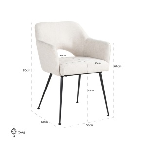 SCAUN DINING JENTHE NATURE GIULIA, S4710, CONFECTIONAT DIN 100% POLIESTER SPUMA SI METAL, RICHMOND INTERIORS - Img 4