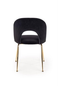 SCAUN DINING K385, NEGRU/AURIU, CU TAPITERIE DIN STOFA FINA SI PICIOARE DIN METAL, STIL MODERN - Img 6