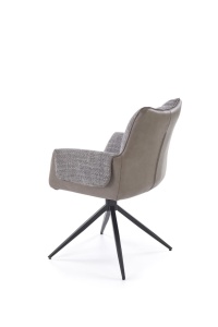 SCAUN DINING PIVOTANT K579, GRI/NEGRU, TAPITERIE DIN STOFA SI PIELE COLOGICA SI PICIOARE DIN METAL, STIL MODERN - Img 2