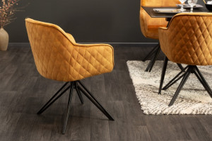 SCAUN ROTATIV GALBEN MUSTAR, EUPHORIA COD 40260, DIN METAL SI CATIFEA, STIL RETRO - Img 3