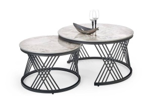 SET 2 MASUTE DE CAFEA FLAMINGO, EFECT DE MARMURA GRI/NEGRU, DIN MARMURA SI METAL, STIL MODERN - Img 1