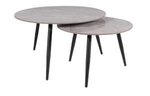 SET 2 MASUTE DE CAFEA KORA C, 60/80 CM, GRI/NEGRU, BLAT DIN CERAMICA SI CADRU DIN METAL, STIL MODERN - Img 1
