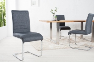 SET 4 SCAUNE CROM/GRI DINING SAU BIROU STUART 36295 - DESIGN MODERN - Img 2