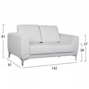 SOFA KENZIE, 0514463, CU 2 LOCURI, CULOARE ALB, MATERIAL PIELE ECOLOGICA, DESIGN MODERN, MA - Img 2