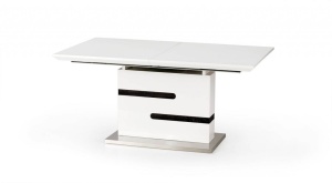 STOC!!! MASA DINING EXTENSIBILA MONACO, ALB/GRI ANTRACIT/CROM, 160/220 CM, BLAT DIN MDF SI PICIOR DIN METAL, STIL MODERN, HALMAR - Img 4