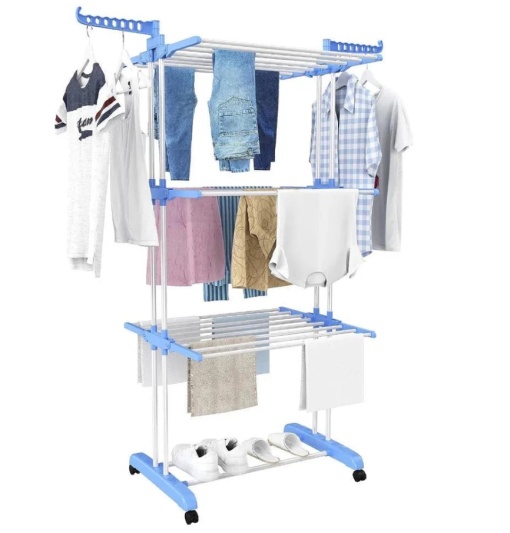 Uscator vertical, mobil si pliabil pentru rufe, cu suport umerase