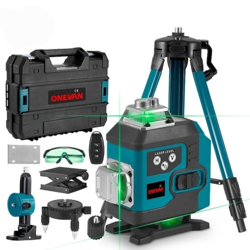 Nivela Laser Profesională 3D, 16 Linii Verzi, cu 2 Baterii – Precizie și Performanță! 🔧📐