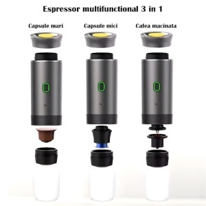 Espressor Portabil 3 în 1 – Cafea Măcinată, Capsule Nespresso & Dolce Gusto | Încălzire Apă | USB Type-C | - Img 4