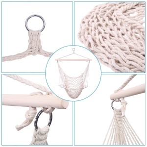 Scaun Hamac Suspendat cu Bară din Lemn, 110 kg, Stil Boho – Pentru Interior și Exterior - Img 4